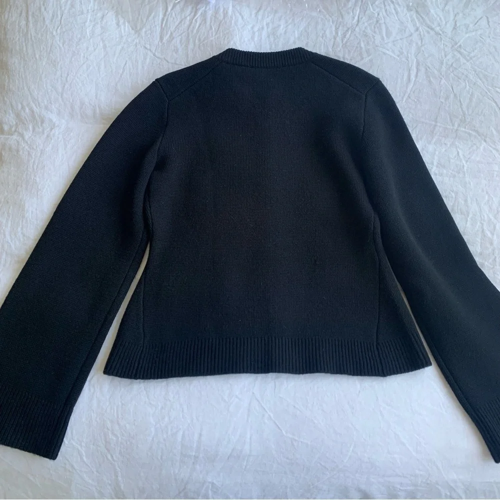 Jenni Kayne Cooper Wool Cashmere Crewneck Button Knit Cardigan Sweater Black - Picture 10 of 14
